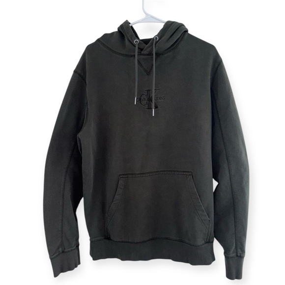 Calvin Klein Jeans Washed Monologo Hoodie Green - Picture 2 of 16